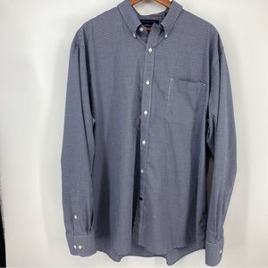 Tommy Hilfiger Men’s 2XL Button Down Shirt 100% Cotton Pocket Dark Blue Checks